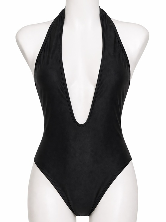 Other - Black Plunging Neckline One-Piece Swimsuit size medium